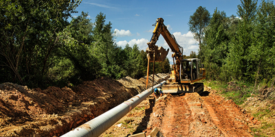 Earth digger at gas pipeline